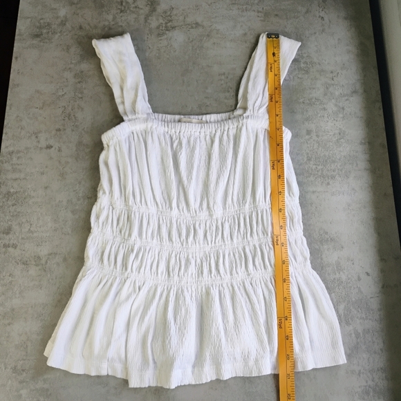 LOFT Milkmaid Tank Top Womens XS White Tiered Cottagecore Smocked Feminine - Picture 7 of 9